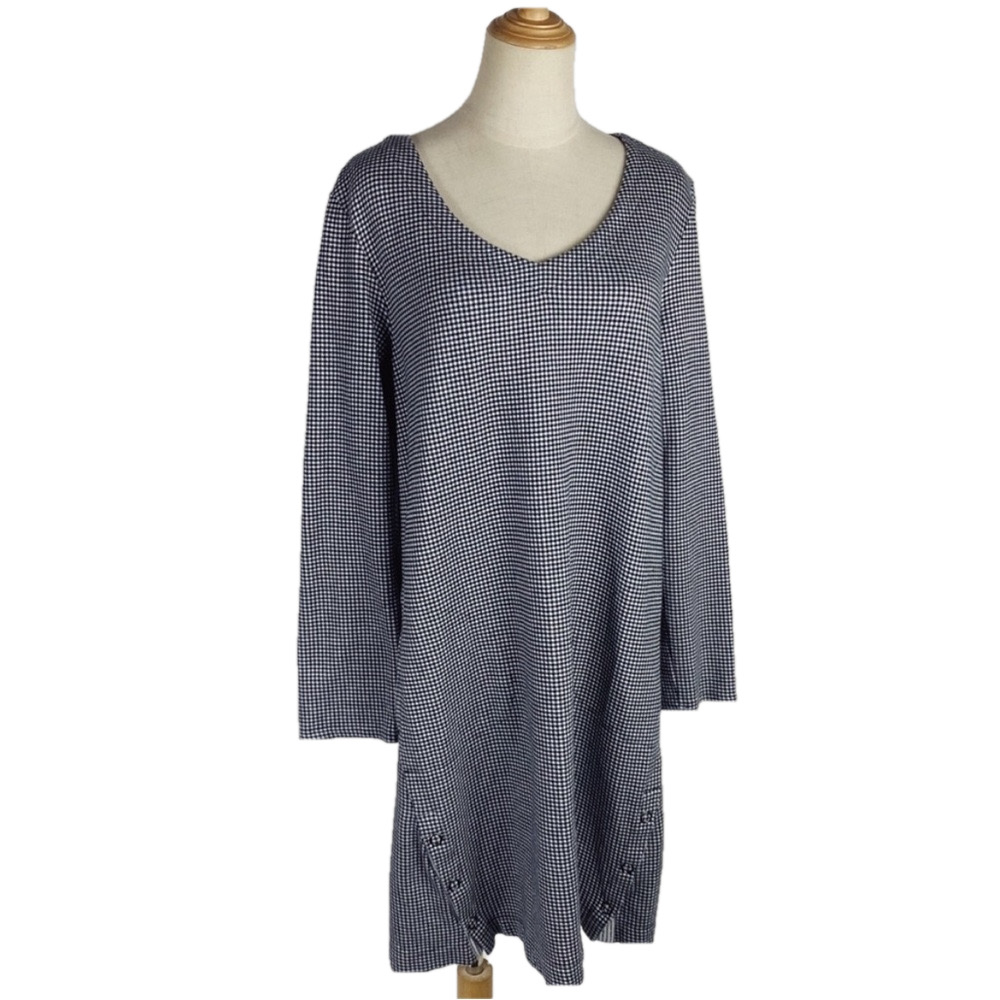 J. JILL Women's Black & White Soft Knit V-Neck Long Sleeve Tunic Top XLP Casual